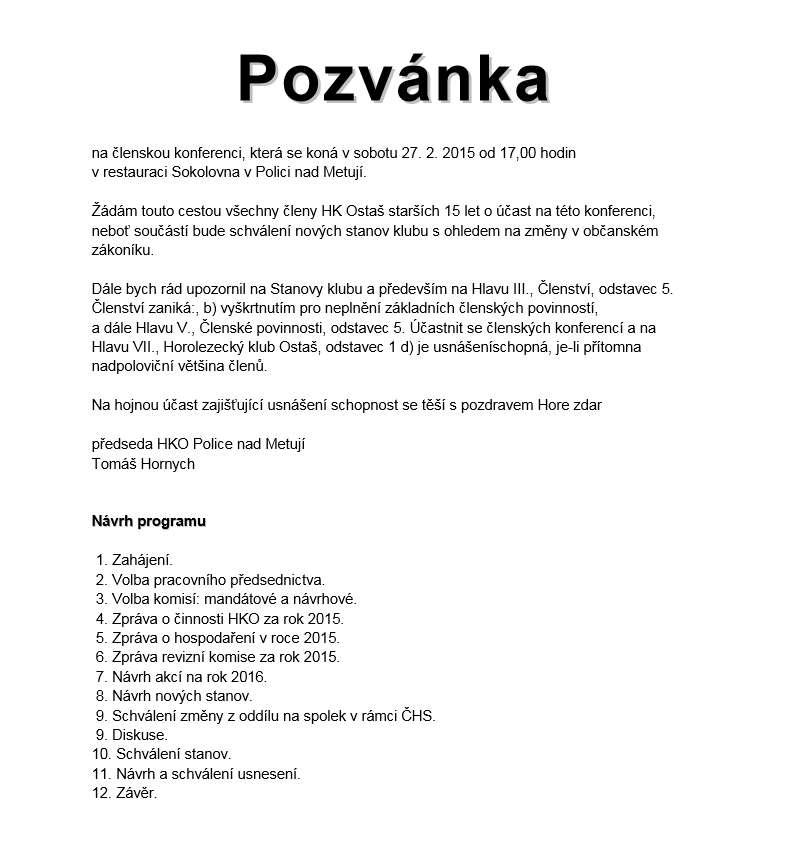 pozvánka